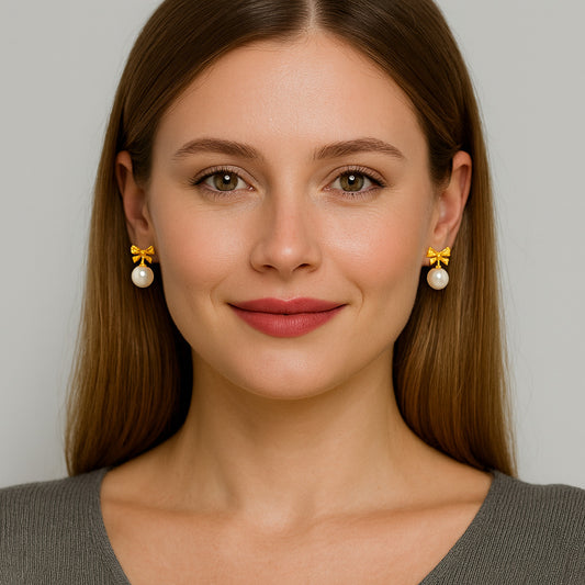 Freshwater Pearl Earrings - Bowknot Gravity