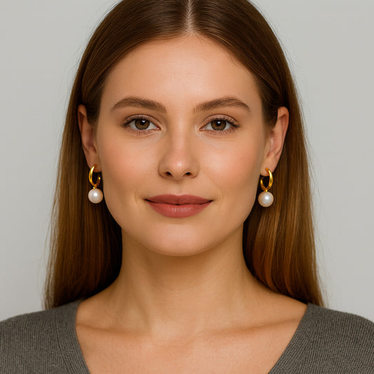 Freshwater Pearl Earrings - Double C