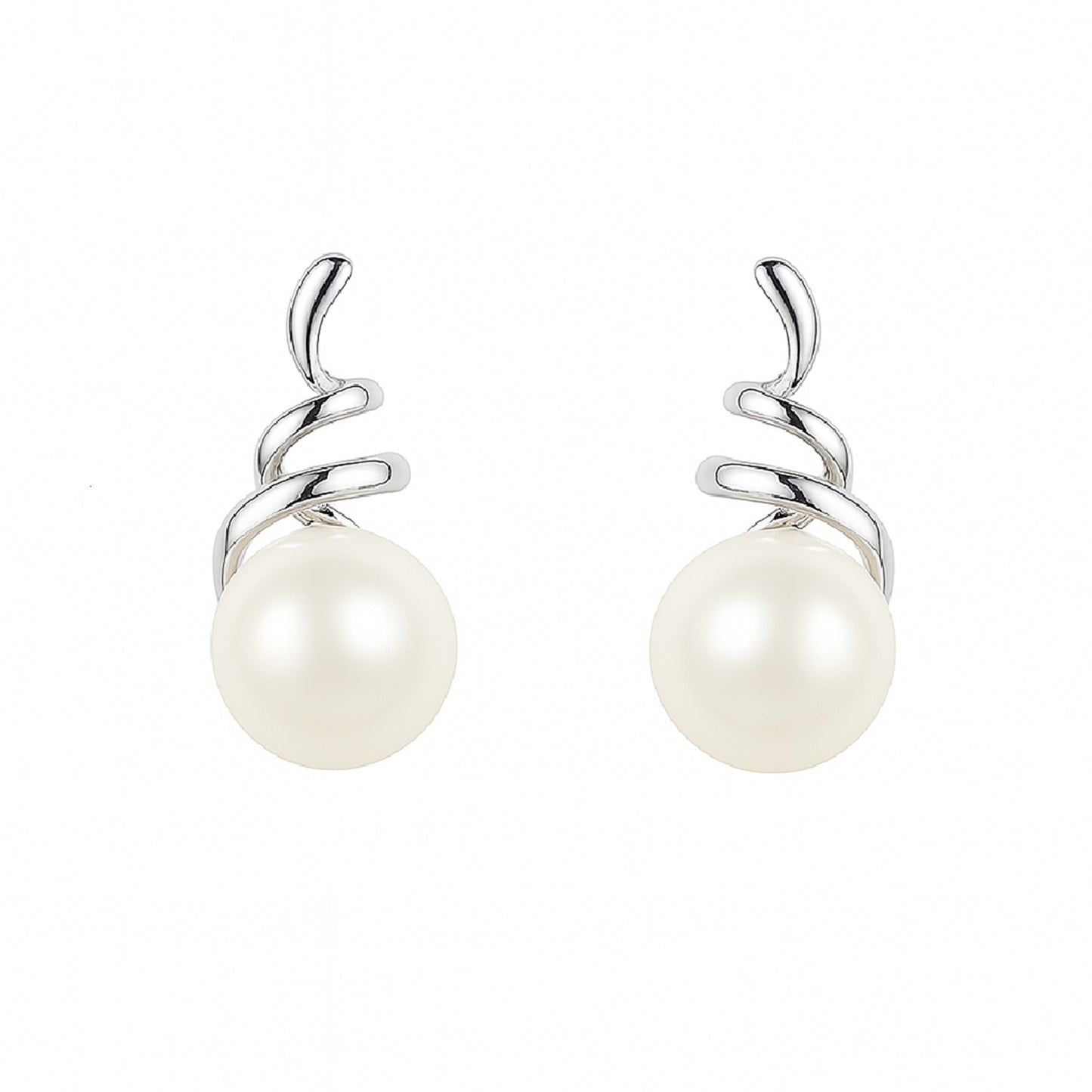 Lightweight sterling silver freshwater pearl earrings – breath loop by MINTING