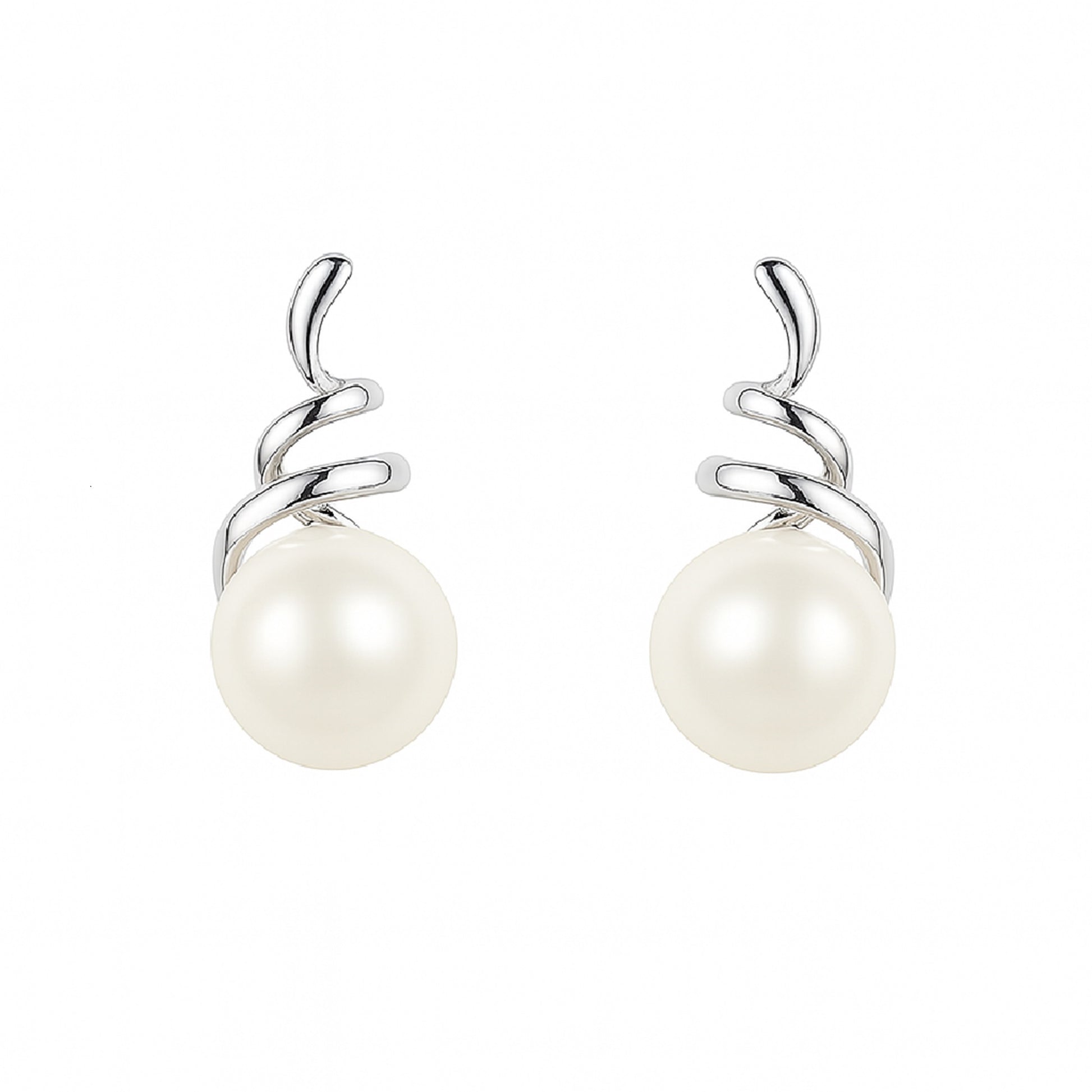 Lightweight sterling silver freshwater pearl earrings – breath loop by MINTING
