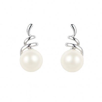 Lightweight sterling silver freshwater pearl earrings – breath loop by MINTING
