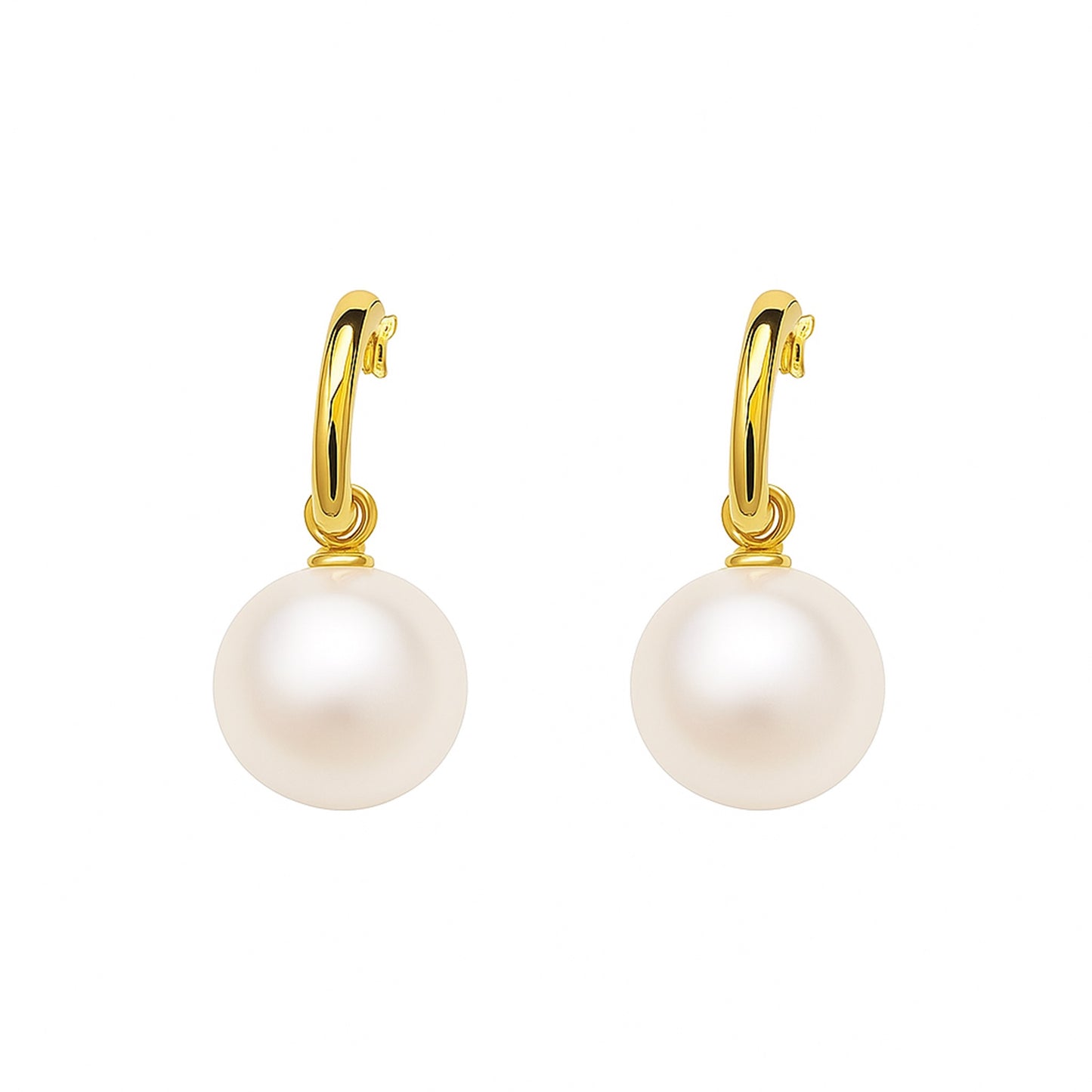Symmetrical freshwater pearl stud earrings with sterling silver– double c by MINTING