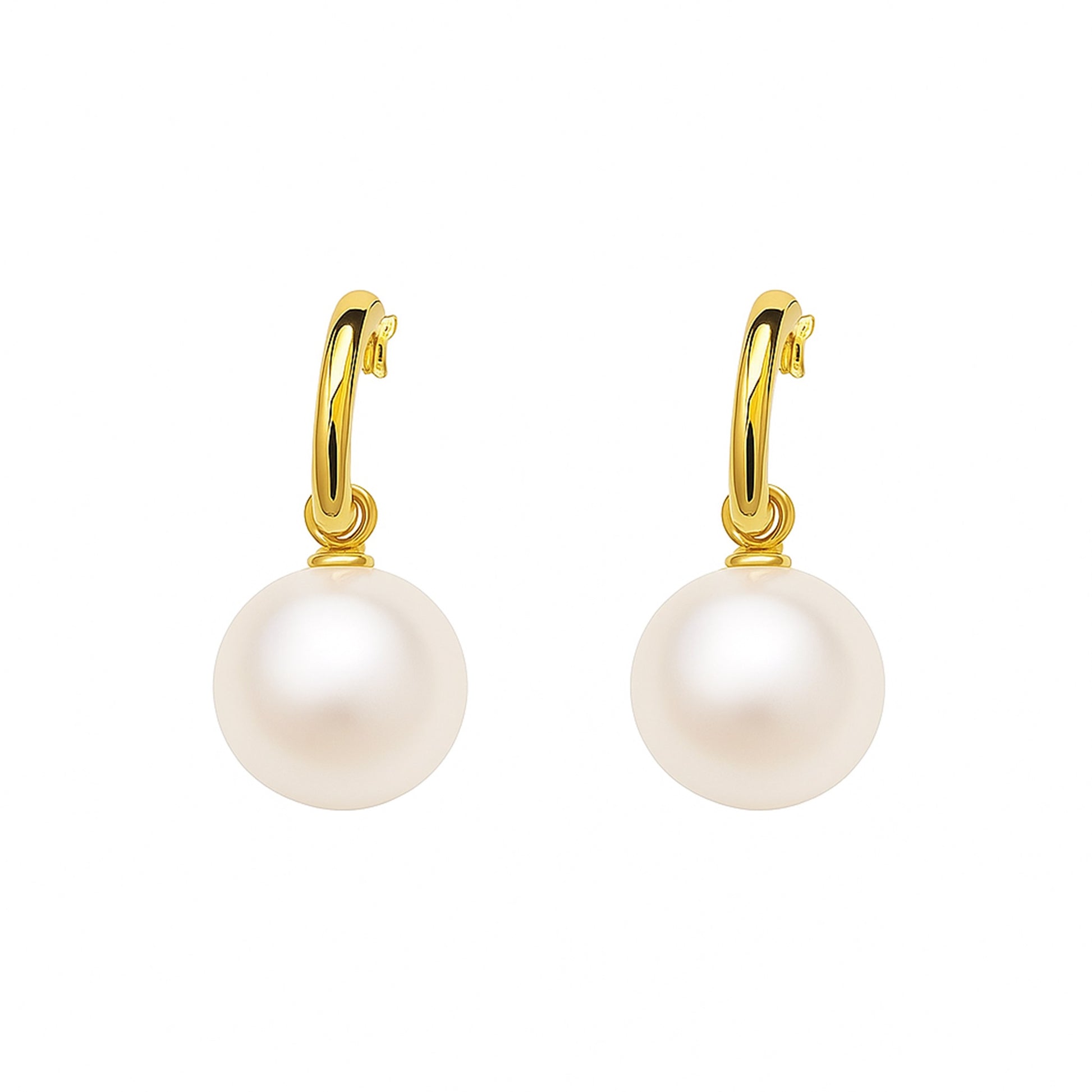 Symmetrical freshwater pearl stud earrings with sterling silver– double c by MINTING