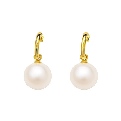 Symmetrical freshwater pearl stud earrings with sterling silver– double c by MINTING