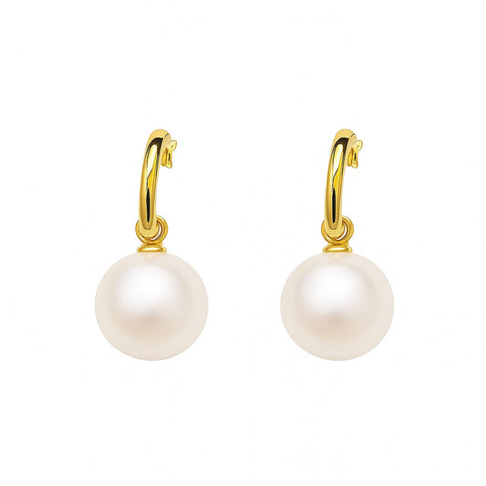 Symmetrical freshwater pearl stud earrings with sterling silver– double c by MINTING
