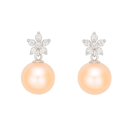 Autumn-inspired peach freshwater pearl earrings with 925 sterling silver – falling leaf postcard by MINTING