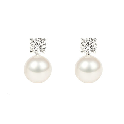 Minting ice drop poem sterling silver pearl stud earrings, chic minimalist design perfect for weddings or daily elegance.