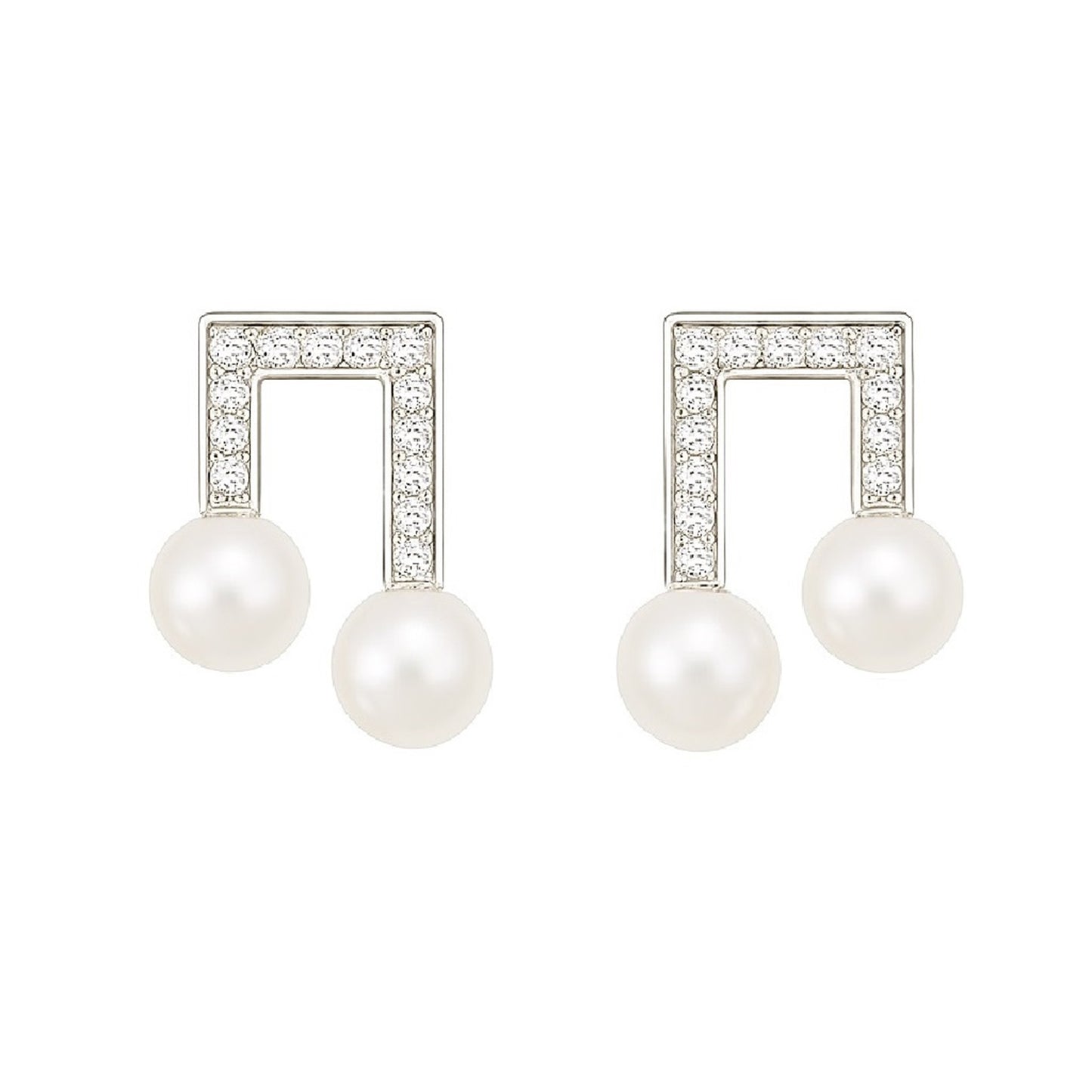 Graceful 925 sterling silver freshwater pearl stud earrings inspired by melodies – nightingale music by MINTING