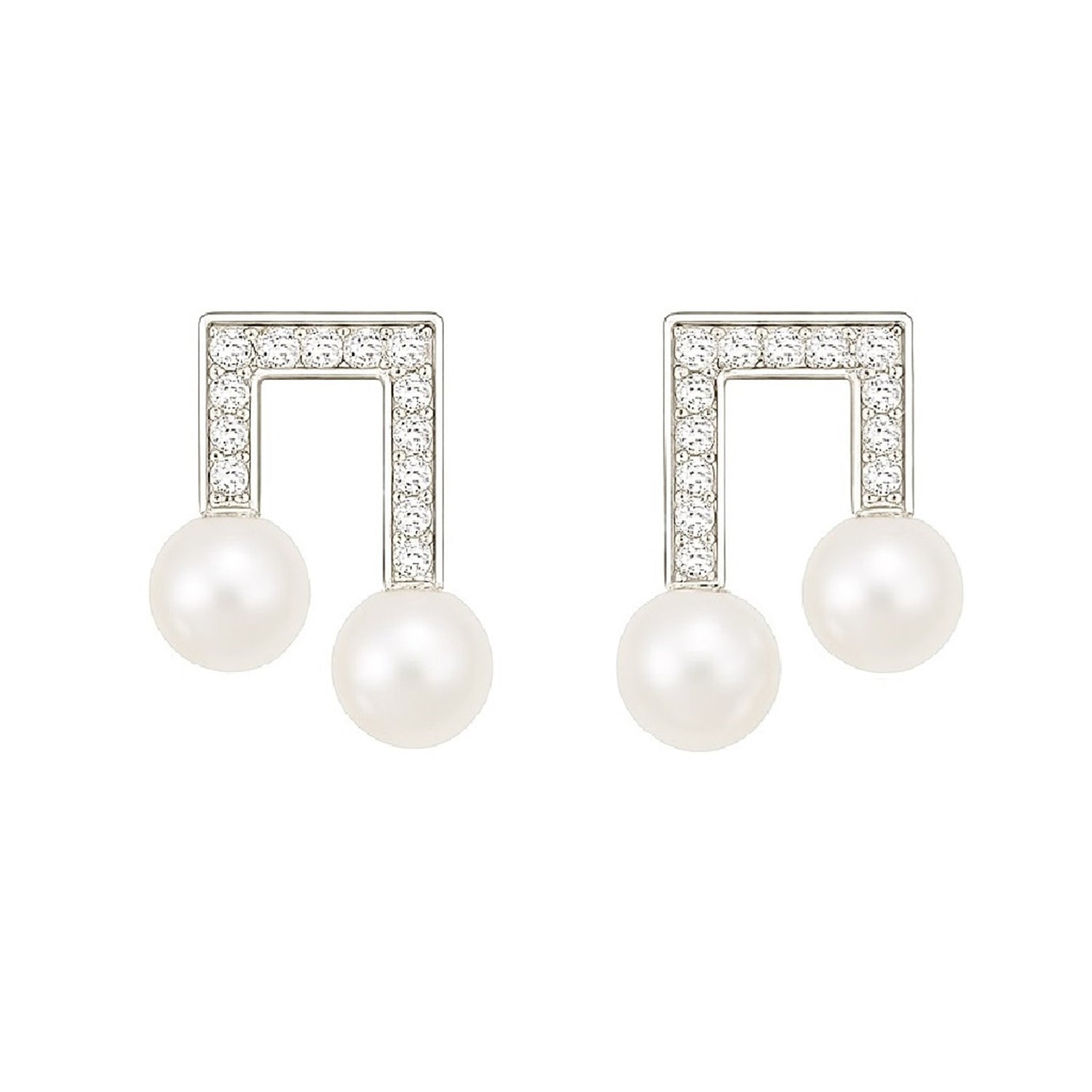 Graceful 925 sterling silver freshwater pearl stud earrings inspired by melodies – nightingale music by MINTING