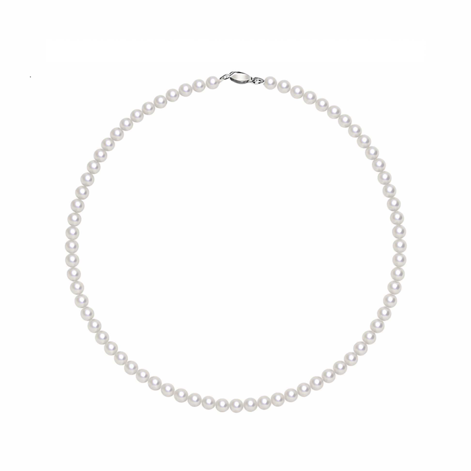 Elegant 5-6mm freshwater pearl necklace in 925 sterling silver.