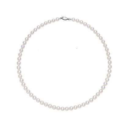 Lustrous 8-9mm freshwater pearl necklace on 925 sterling silver chain.