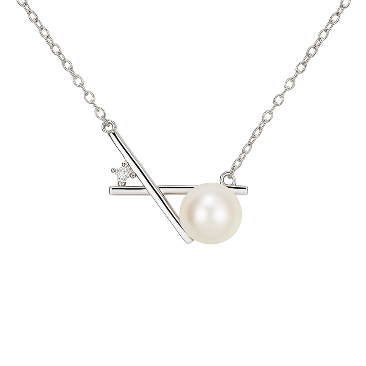 Elegant freshwater pearl pendant necklace in 925 silver – displaced  moon by MINTING