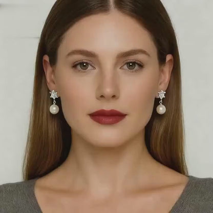 Freshwater Pearl Earrings - Mist Asterisk