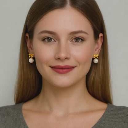 Freshwater Pearl Earrings - Bowknot Gravity
